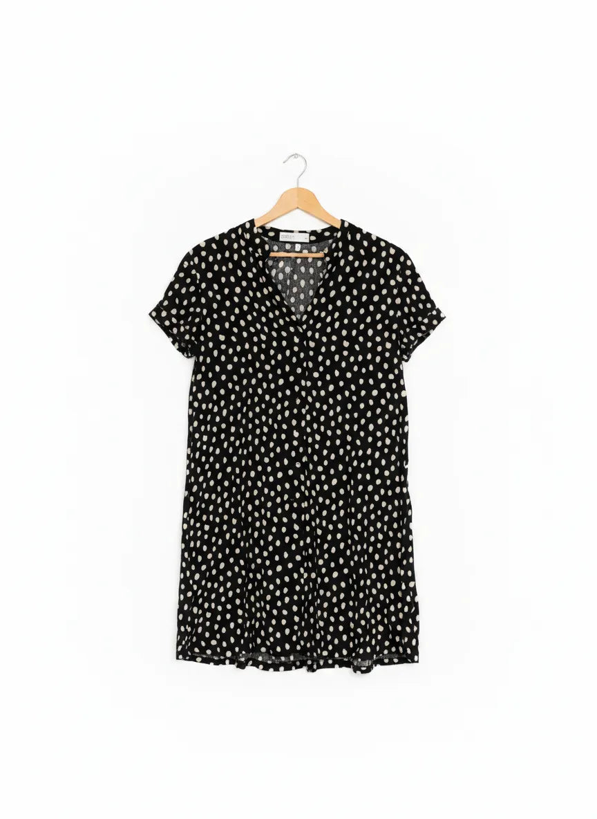 Samsa Collection svart och vit prickig blus