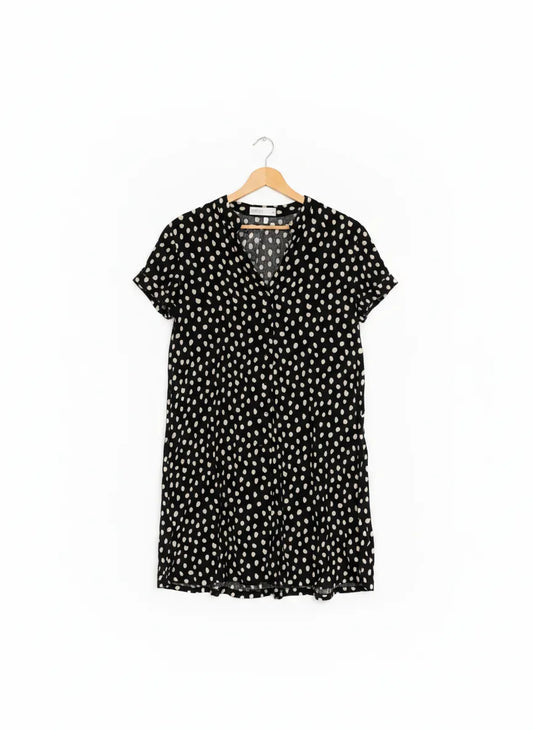 Samsa Collection svart och vit prickig blus