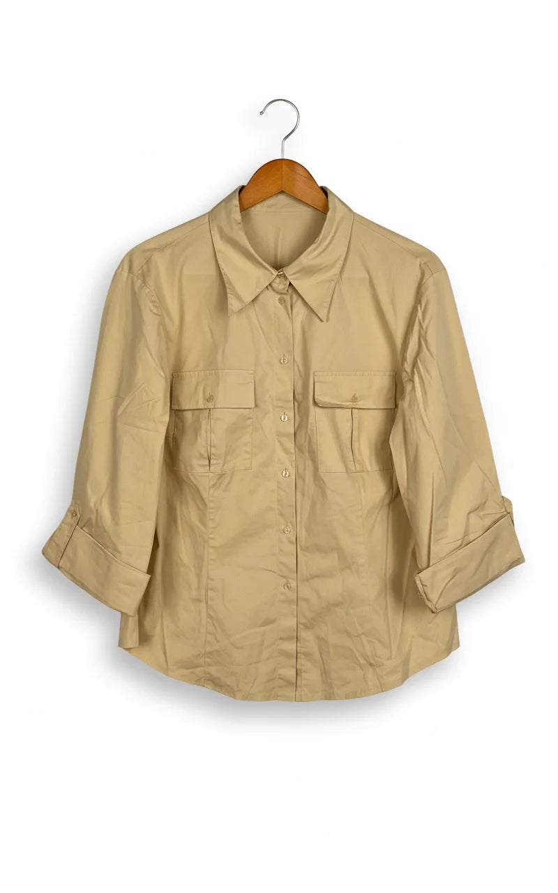 Taifun Collection beige knäppt skjorta