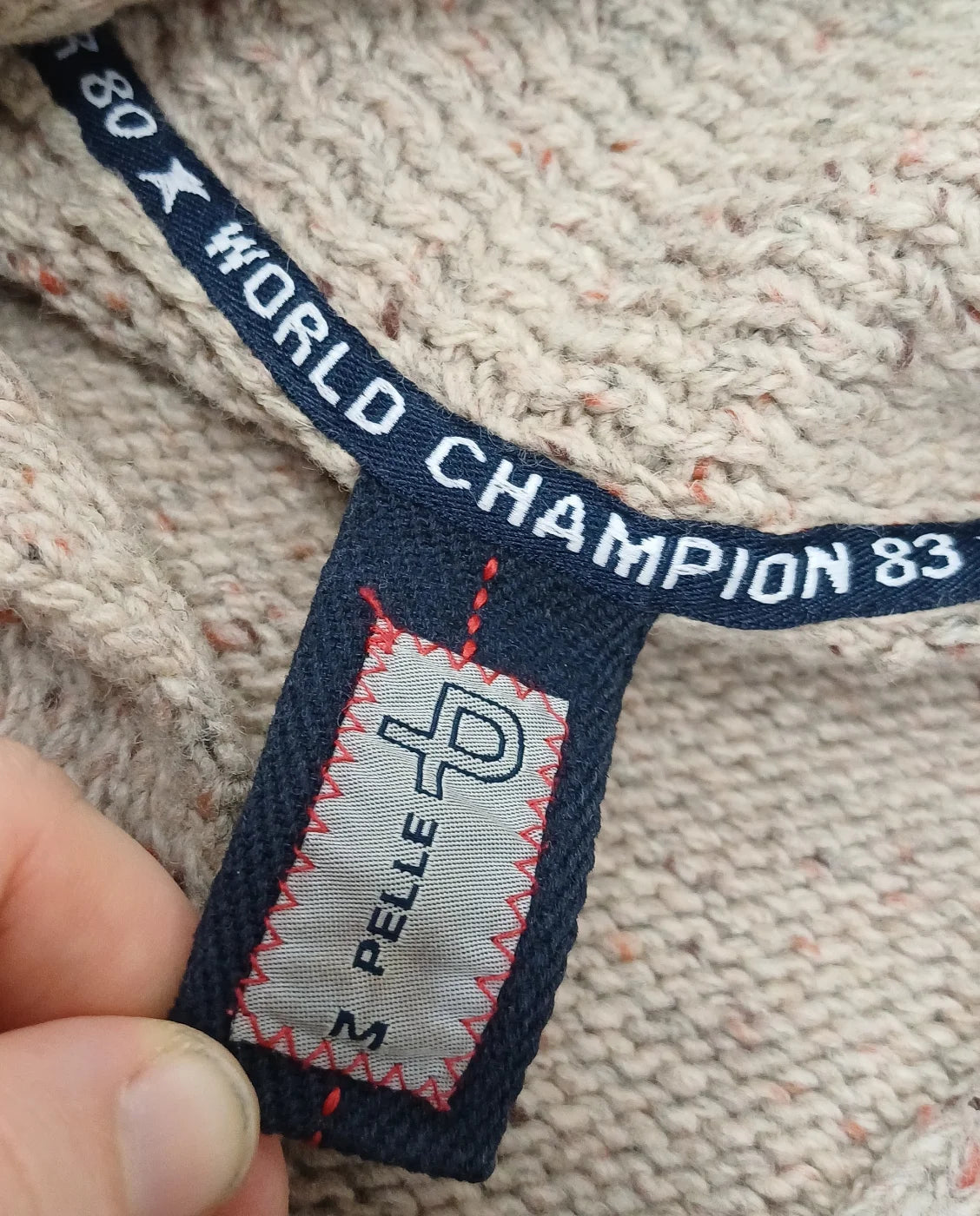 Pelle P beige stickad kofta med sjalkrage