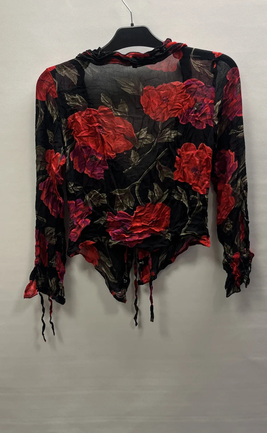 H&M blommig genomskinlig blus med knyt