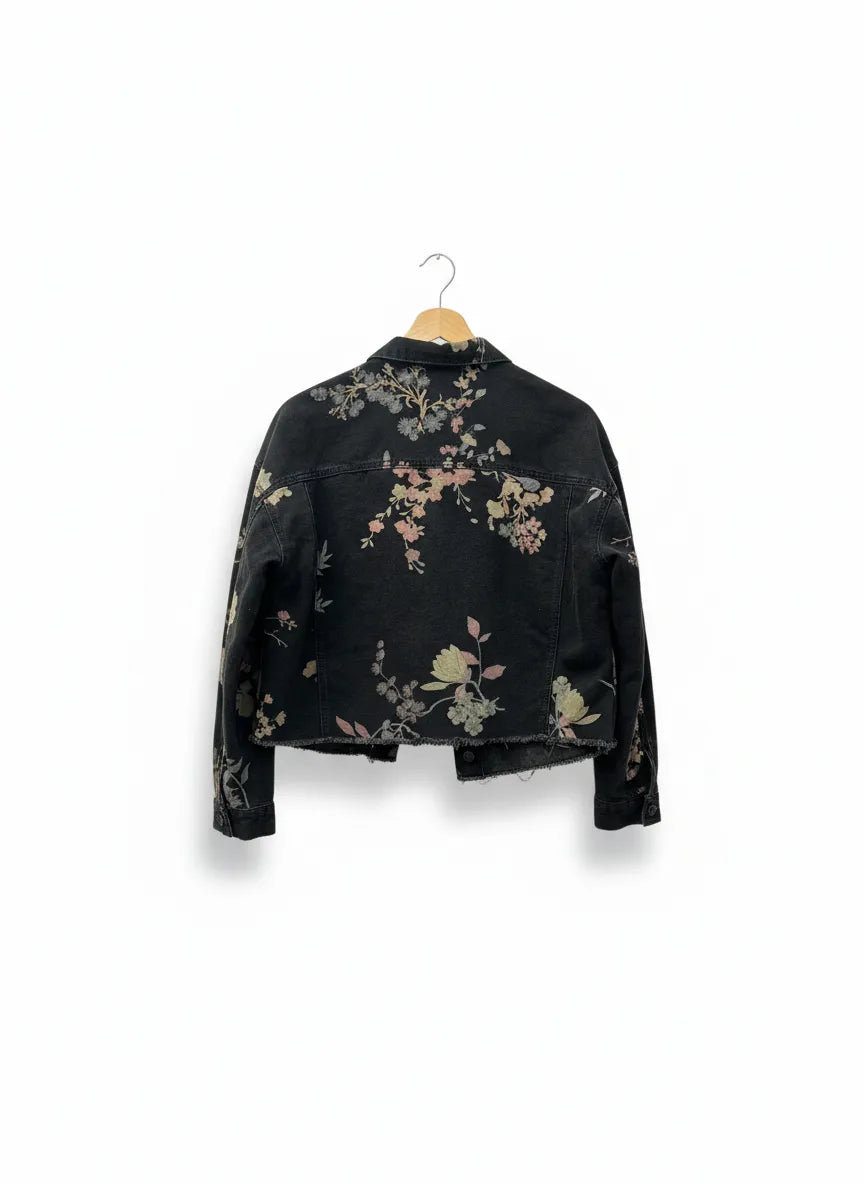 Noisy May kort denimjacka med blommönster