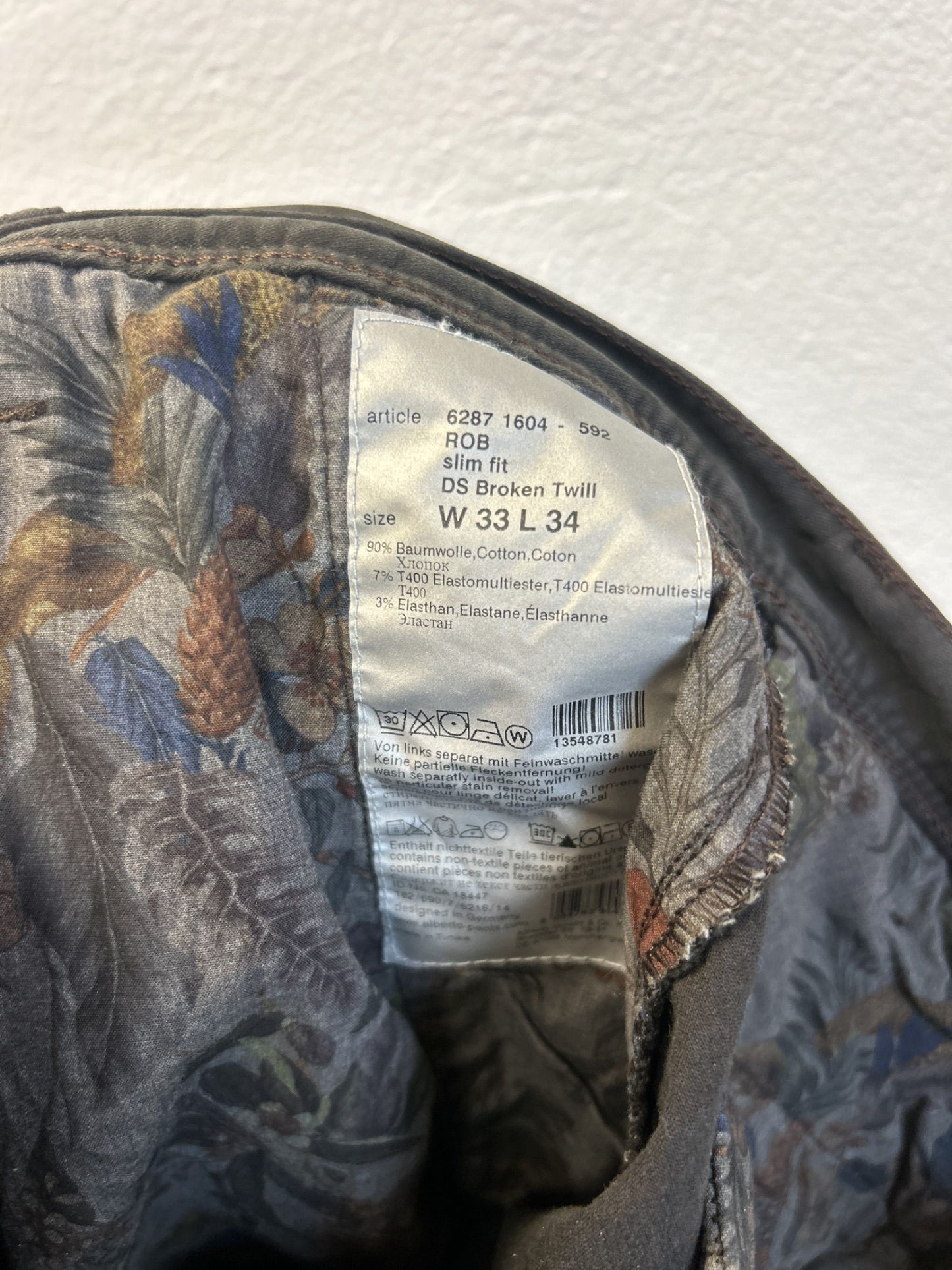 Alberto slim fit svarta twillbyxor