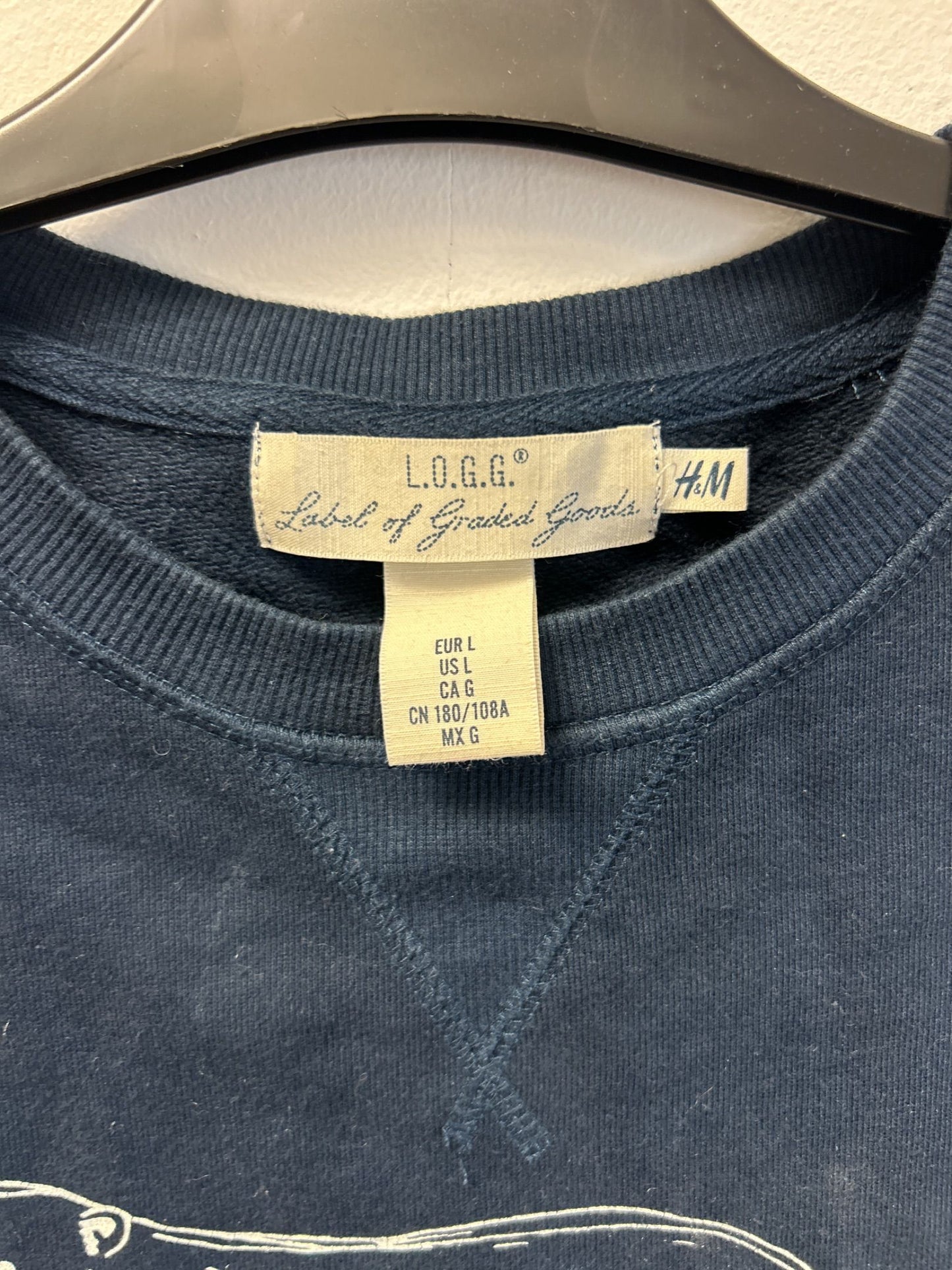 L.O.G.G. H&M mörkblå sweatshirt med tryck