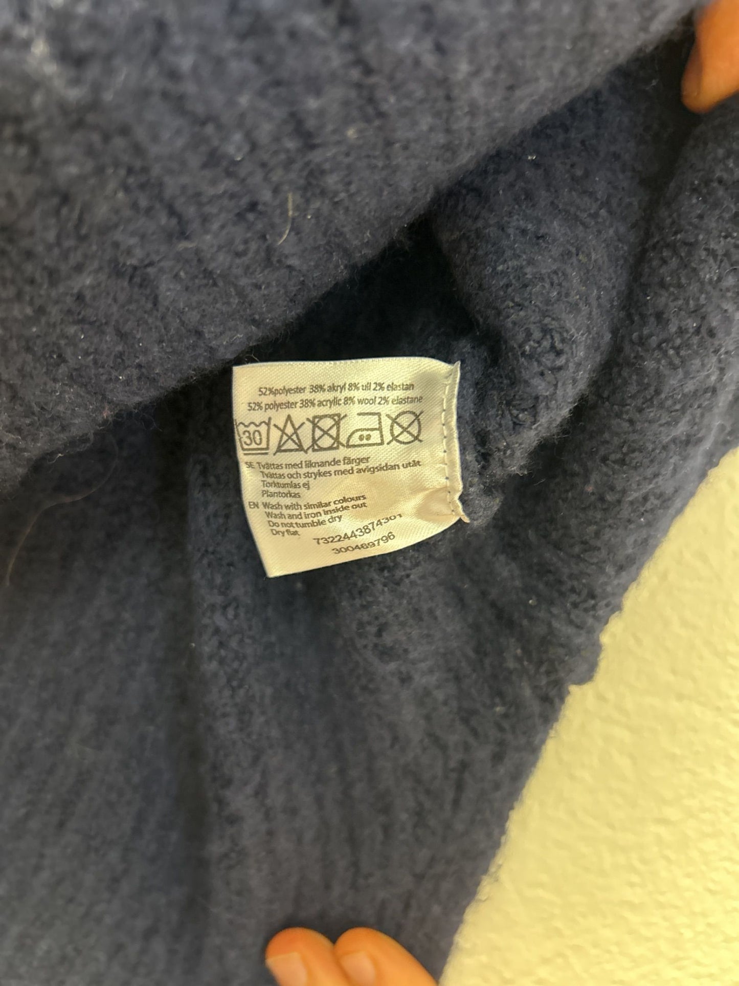 STORIES Ribbad Stickad Marinblå Väst