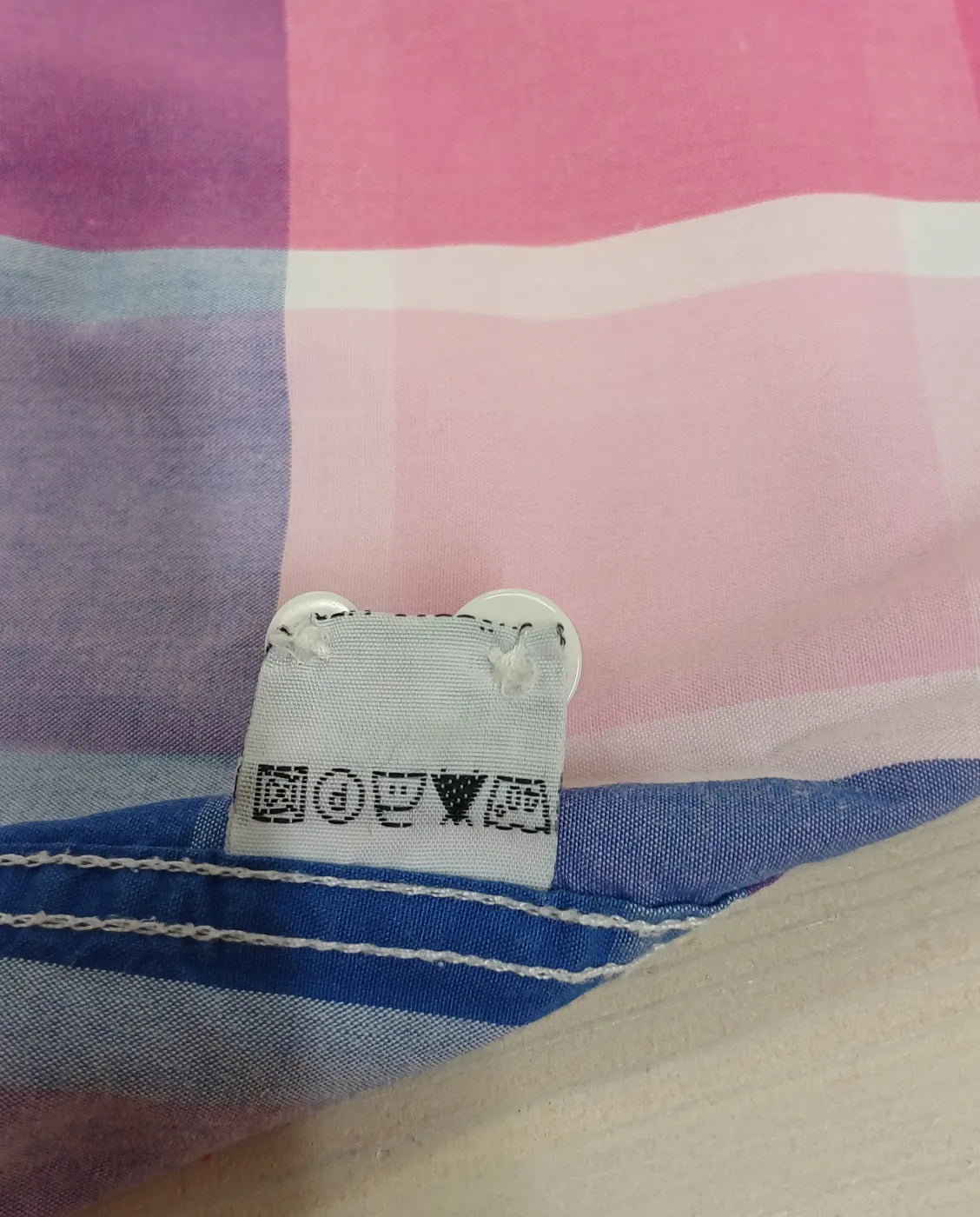 Skill kortärmad skjorta i rosa och blått rutmönster